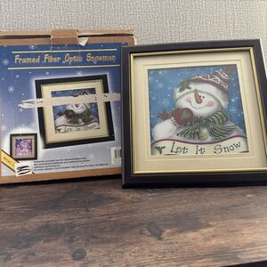Fiber Optic Framed Color Changing Snowman Battery Operated 11.5" X 11.5" Vintage
